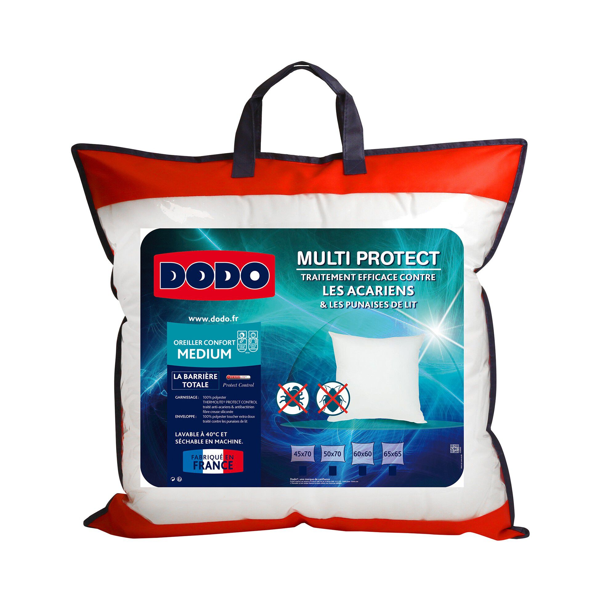 Oreiller anti punaises de lit et antiacarien confort medium