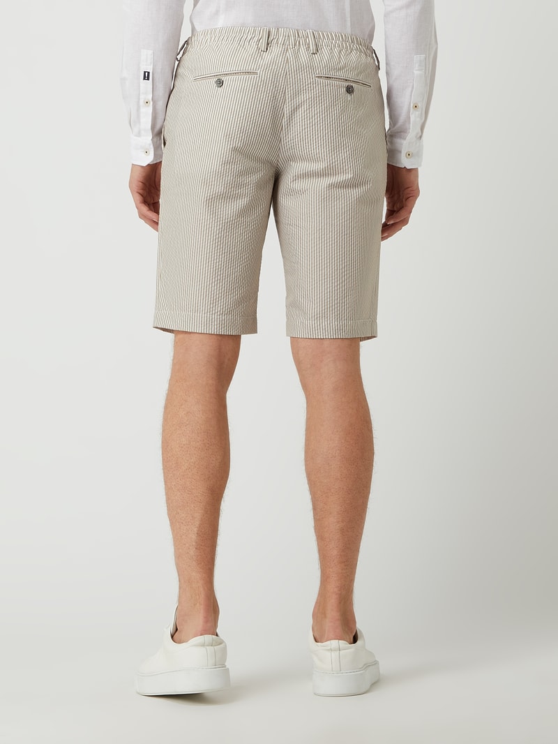Slim Fit Chino-Shorts aus Seersucker in beige