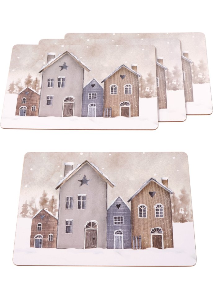 Platzsets mit Hausdesign (4er Pack)