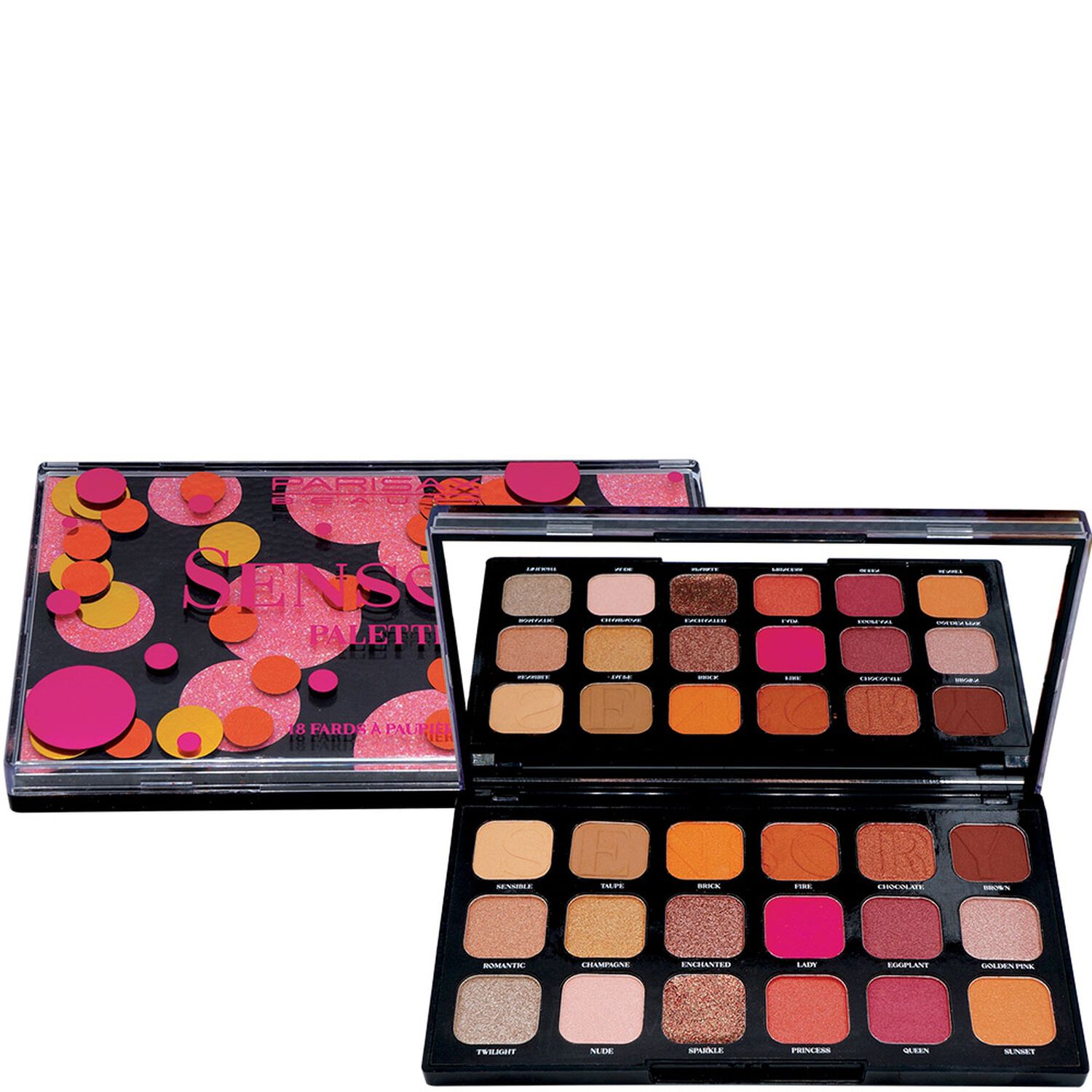 Parisax Maquillage Yeux Palette de 18 fards à paupières finis mats, nacrés et scintillants.