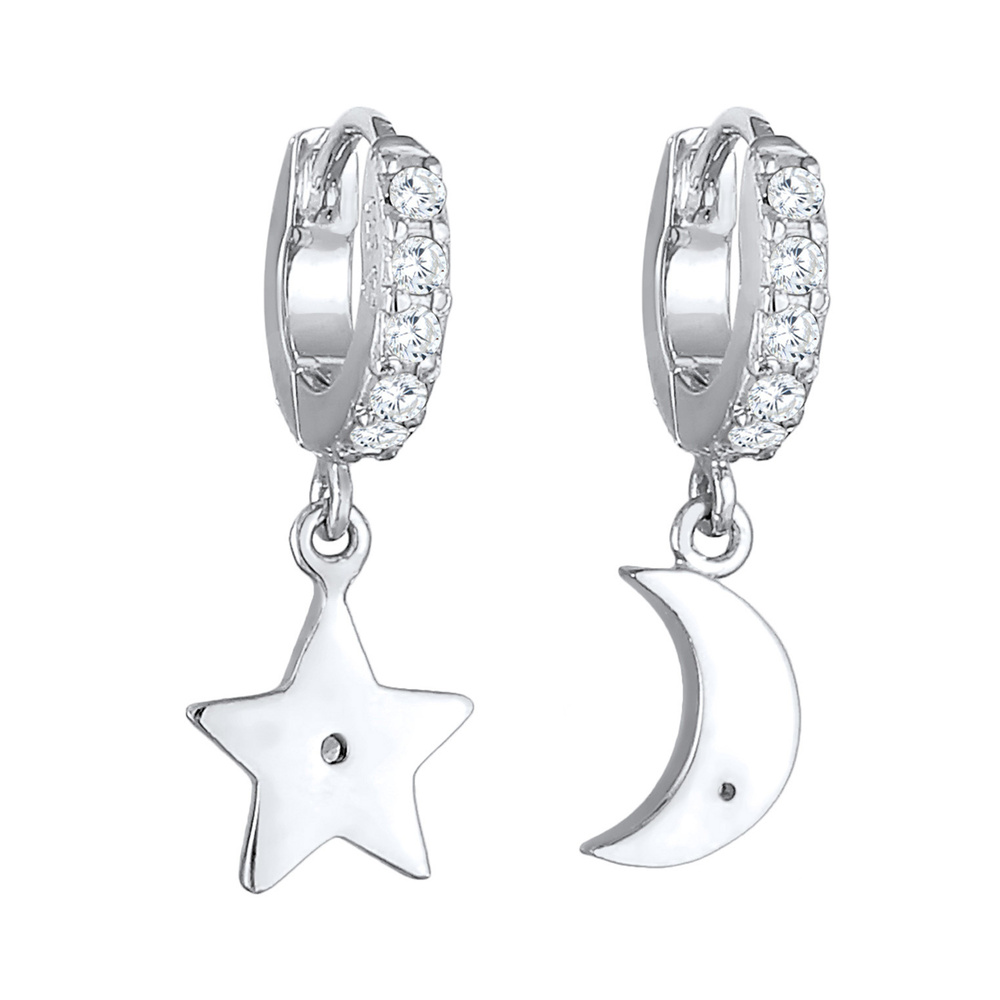 Elli Elli by Julie & Grace Boucles d'Oreilles Pendentif Femme Etoile Lune Astro Tendan Boucles d'oreilles