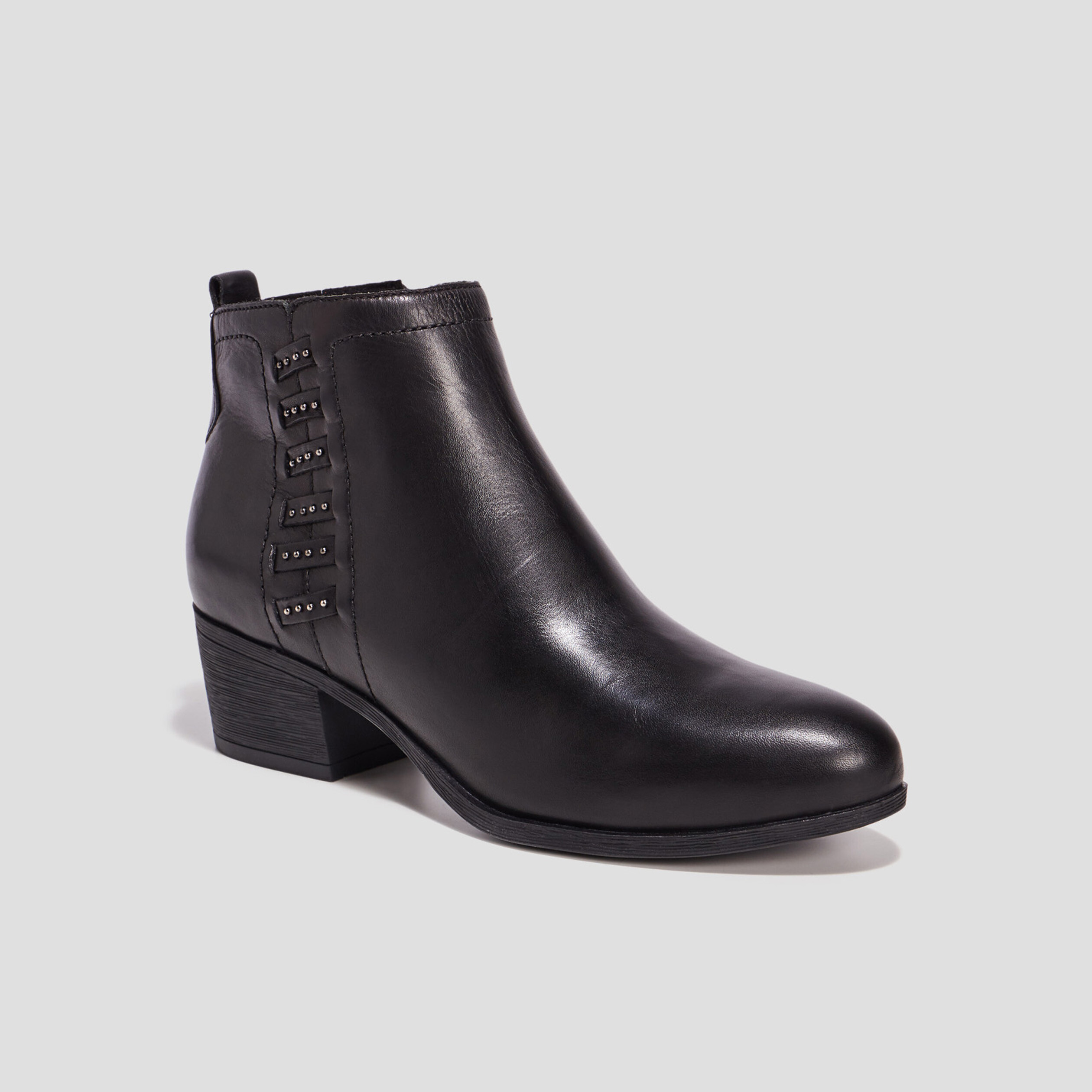 Bottines à talons en cuir noir femme | La Halle