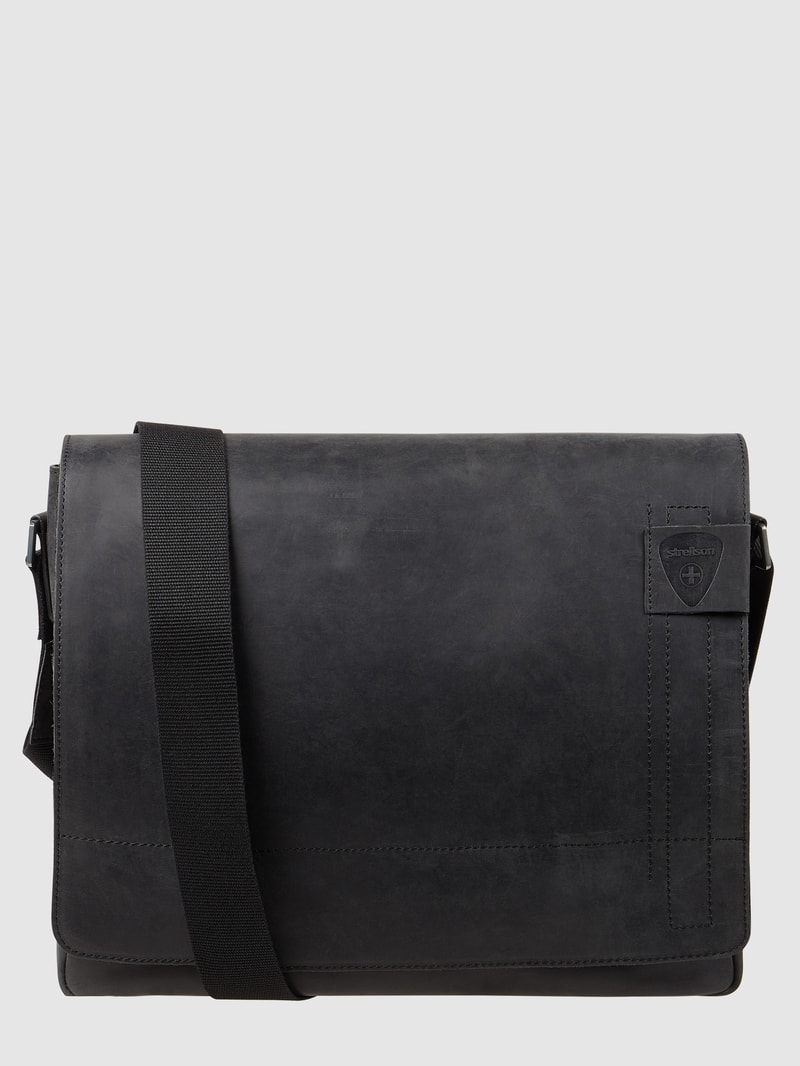 Messenger Bag aus Leder Modell 'Richmond' in schwarz