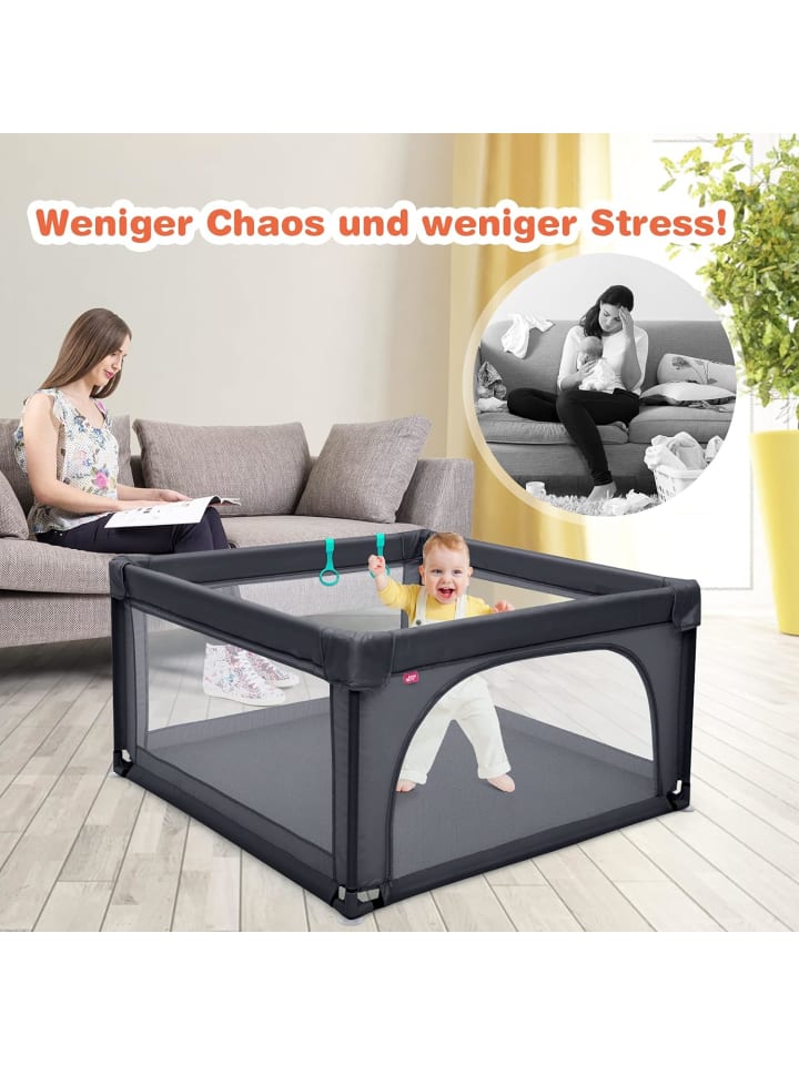 COSTWAY Laufgitter 120cm mit 50 Spielbällen in Anthrazit günstig kaufen onesize
