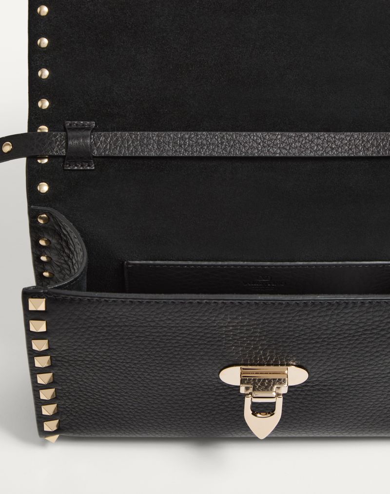 Rockstud lille skuldertaske i kornet kalveskind