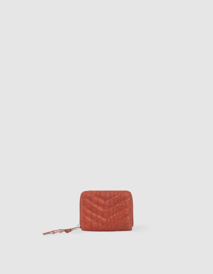 Portefeuille 1440 mini Compagnon orange cuir embossé Femme
