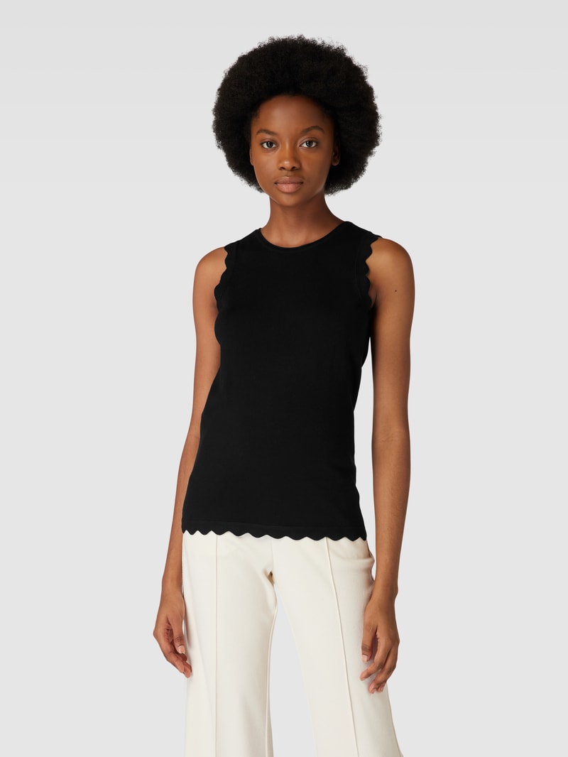 Tanktop mit Wellensaum in schwarz