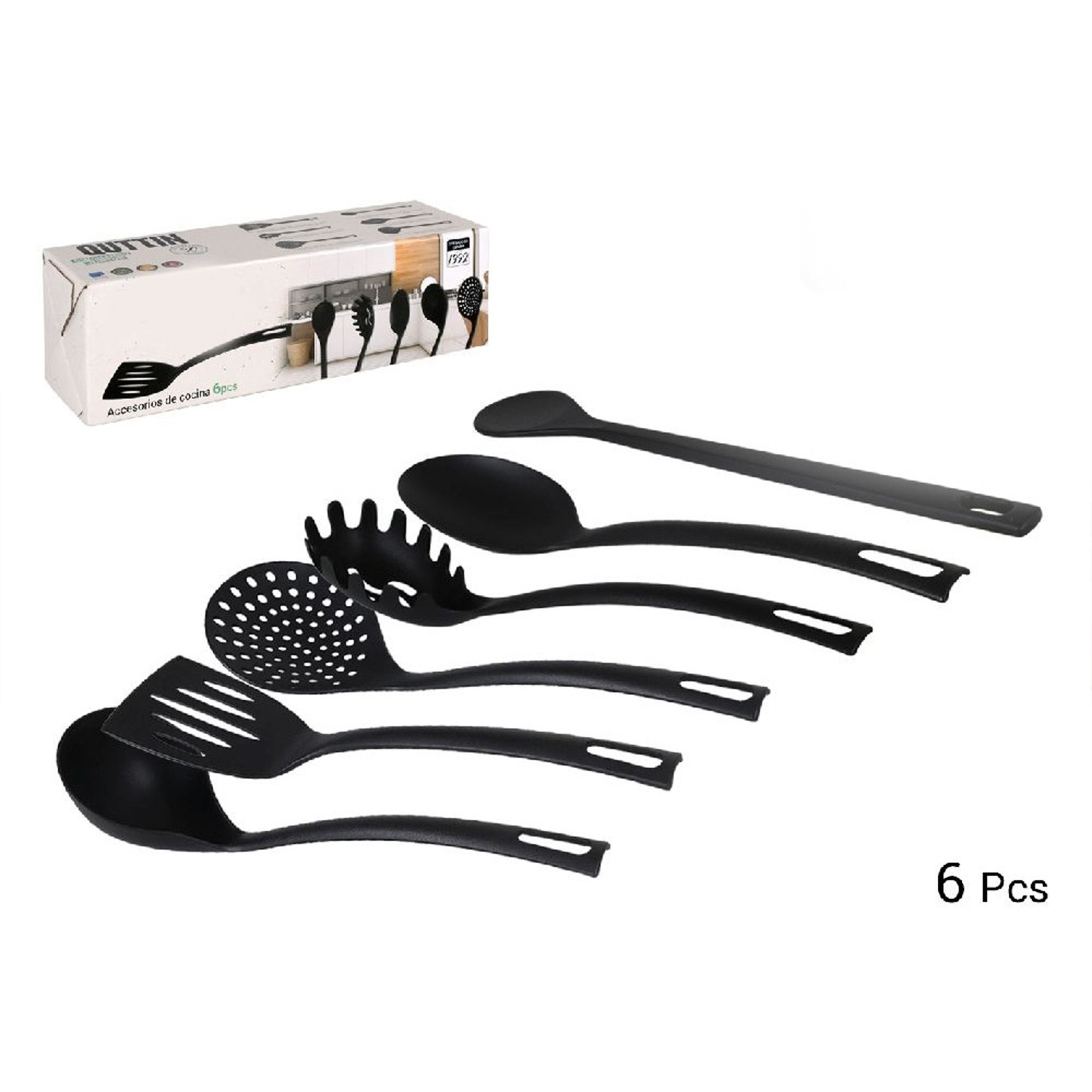 H-basics Kochbesteck-Set 6-teiliges Küchenhelfer Set aus Kunststoff Kochgeschirr (Set, 1 Pfannenwender, 1 Schaumlöffel, 1 Schopflöffel, 1 Spaghettilöffel, 1 Anrichtlöffel, 1 Kochlöffel), Hitzebeständig