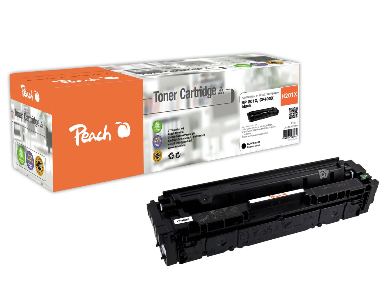Peach Tonermodul schwarz ersetzt HP No. 201X BK