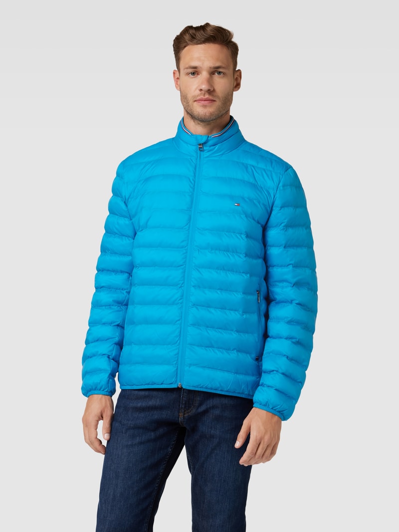 Steppjacke mit Stehkragen in aqua blau