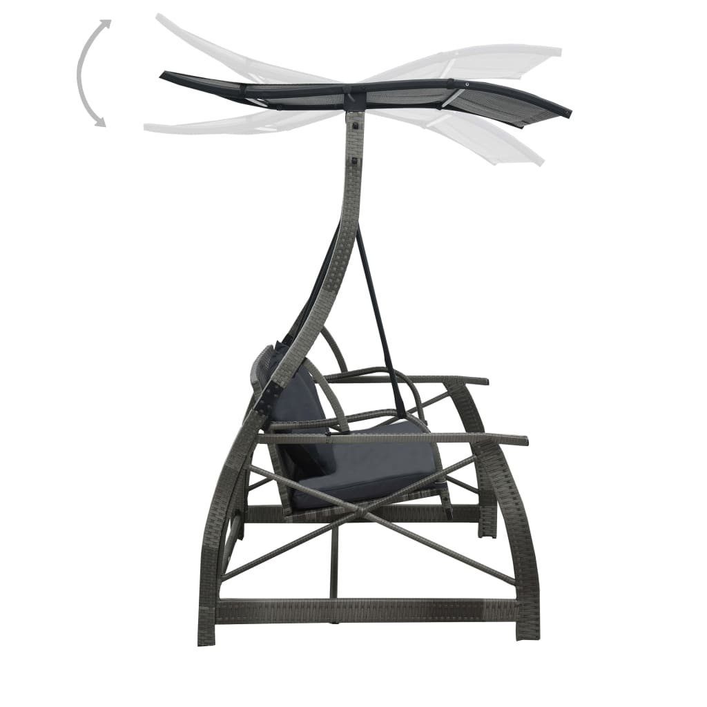 vidaXL Hollywoodschaukel Hollywoodschaukel 3-Sitzer mit Dach Poly Rattan Grau, 1 tlg.