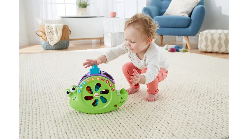 Fisher-Price Babys Musik Schnecke, Steckspielzeug, Stapelspiel, Lernspielzeug