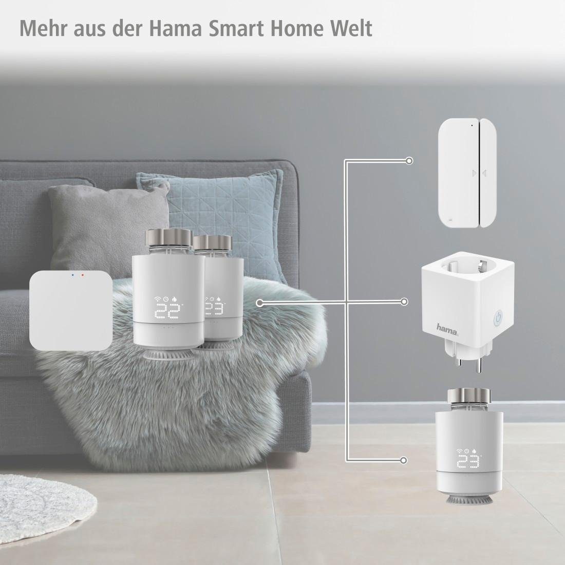 Hama WLAN Heizungssteuerung, Set 2x smart Heizungsthermostat, Hub + Adapter Smart-Home Starter-Set