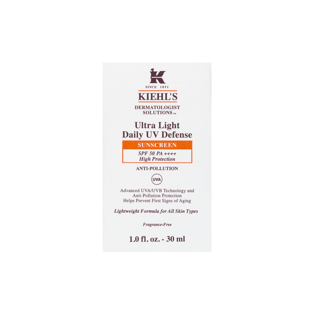 kiehl's Ultra Light Daily UV Defense SPF 50 PA++++ SPF50 Fluide solaire visage SPF 50 et anti-pollution pour tous types de peaux