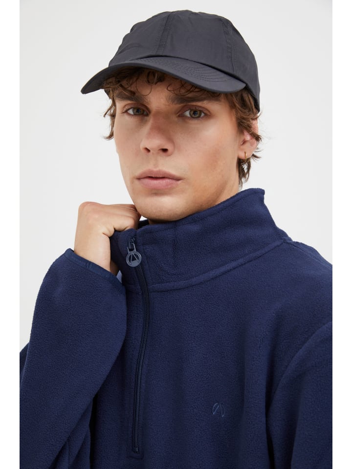 North Bend Troyer NBCotas M 233866MMM Atmungsaktiver Fleecepullover mit Troyer Kragen in Blau günstig kaufen