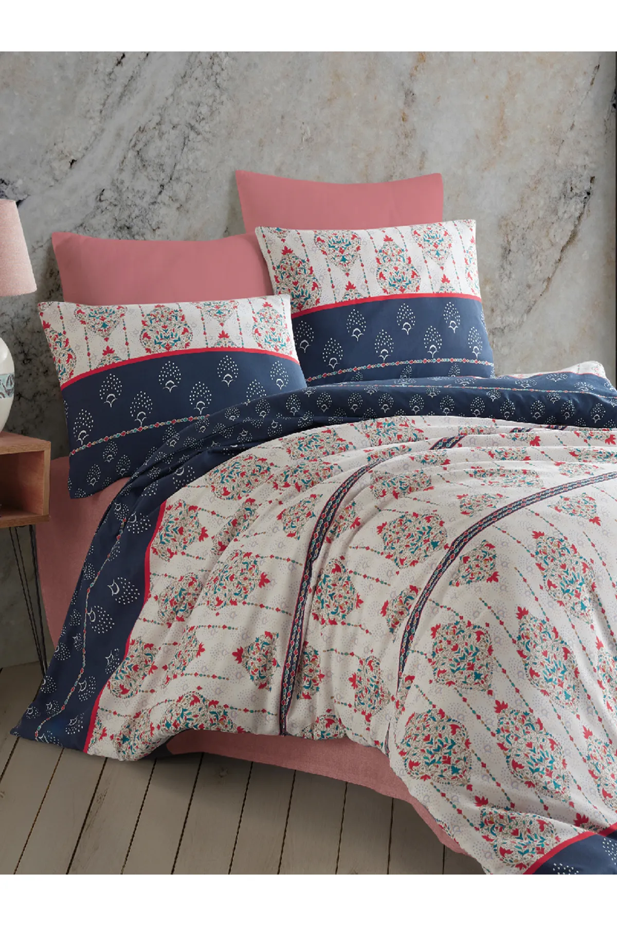 Güvenal  Doppelbett-Bettbezug-Set mit elastischen Laken | Bettwäsche-Set| Mitgift-Bettwäsche-Set|