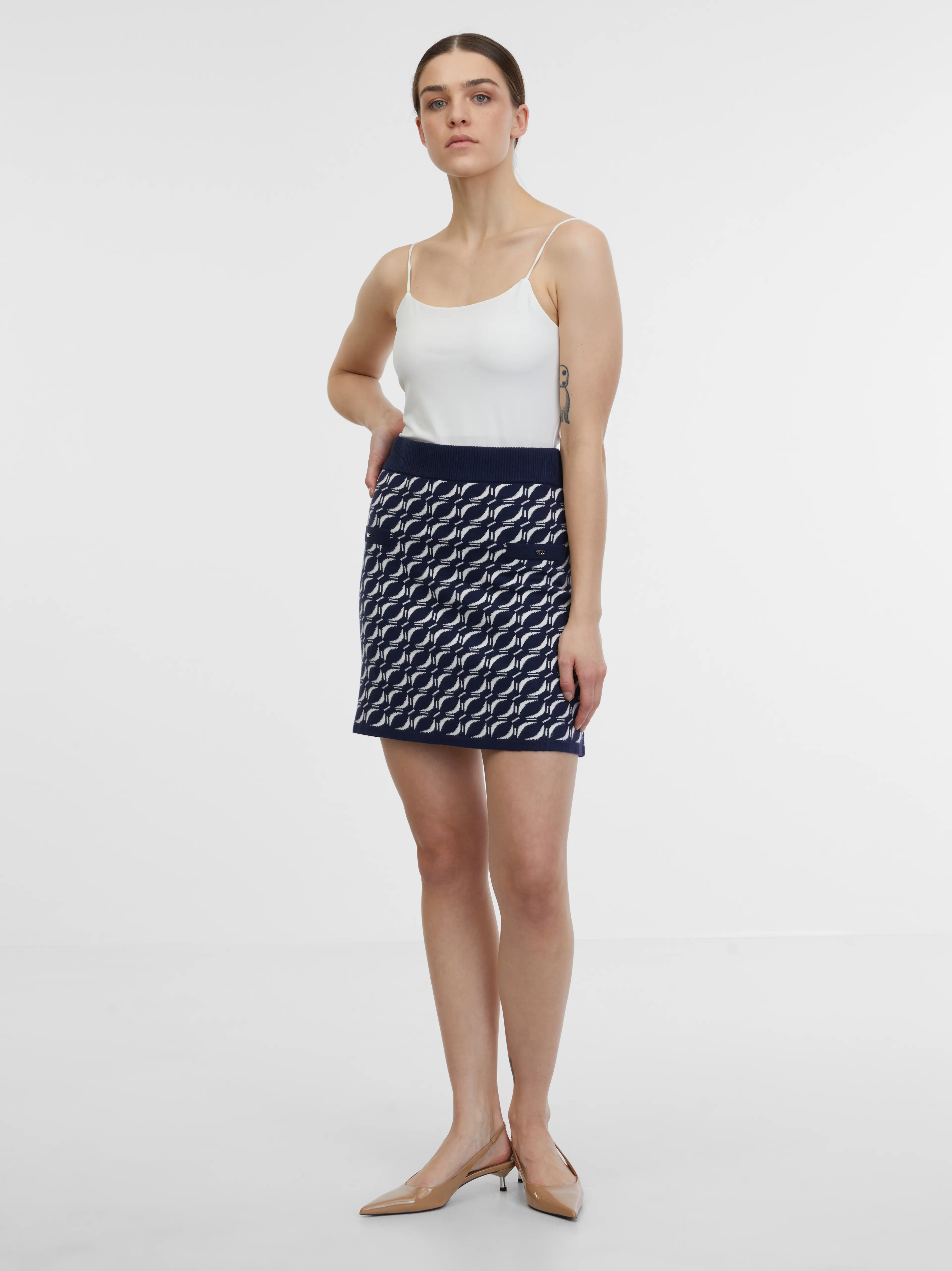 Dunkelblauer Damen-Pullover-Rock ORSAY