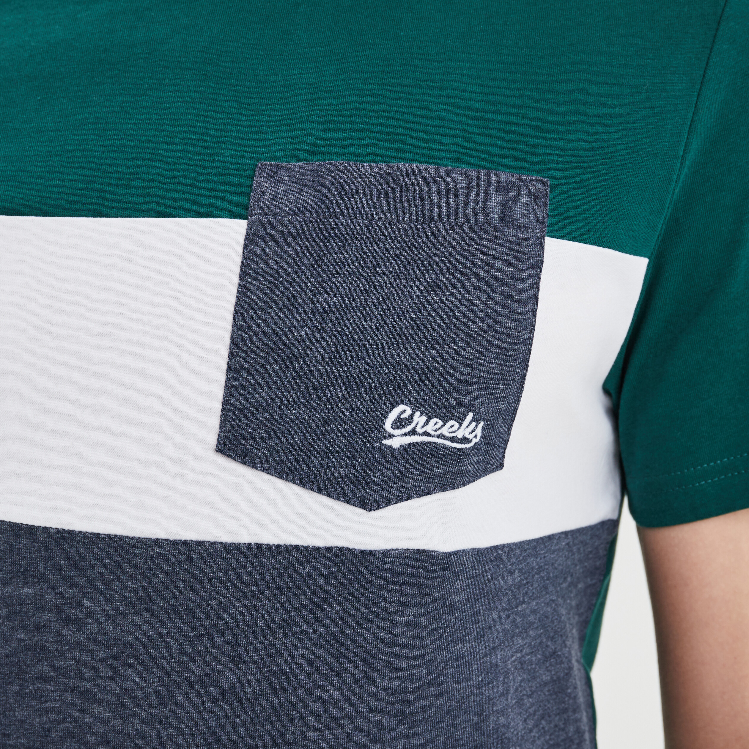 T-shirt droit 1 poche buste coton Creeks vert foncé homme | La Halle