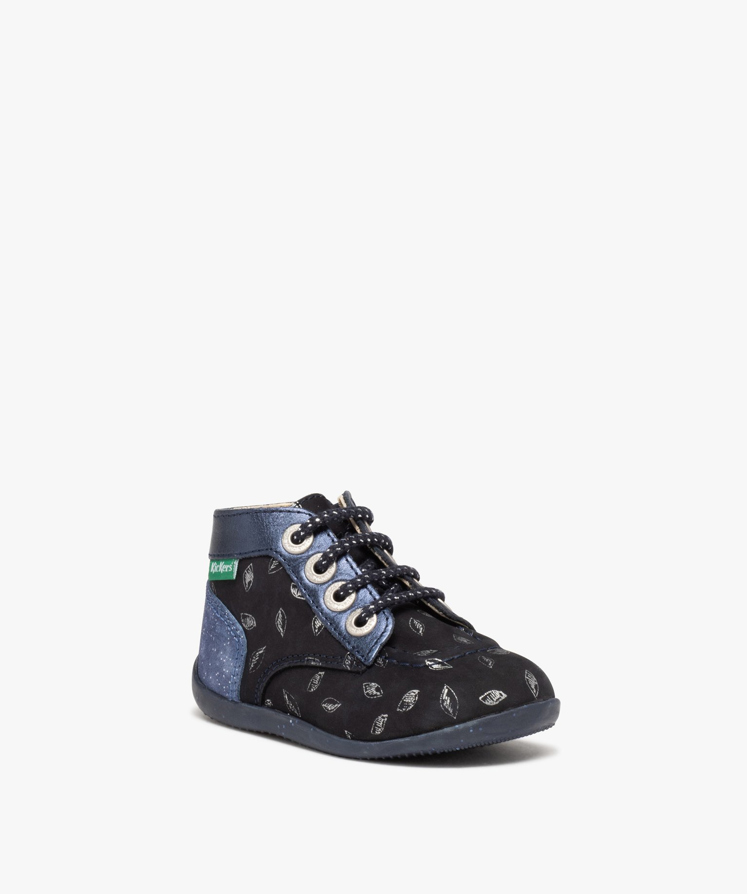 Bottillons premiers pas bébé fille en cuir Kickers marine | GEMO