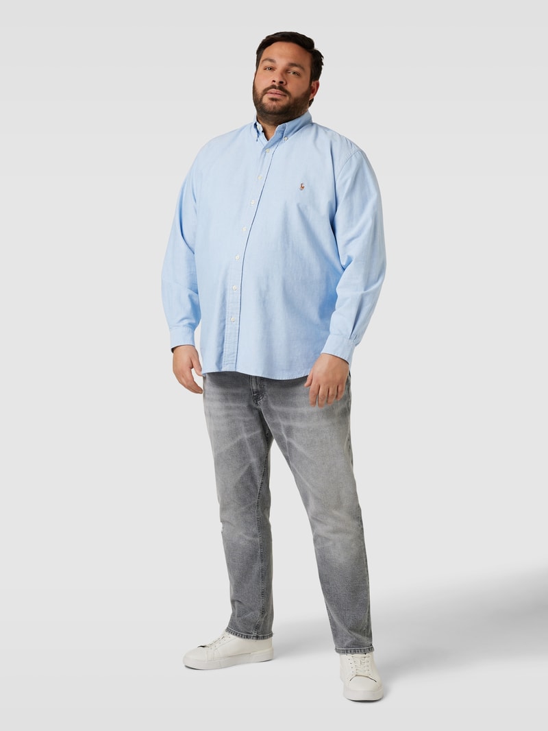 PLUS SIZE Freizeithemd mit Motiv-Stitching in hellblau