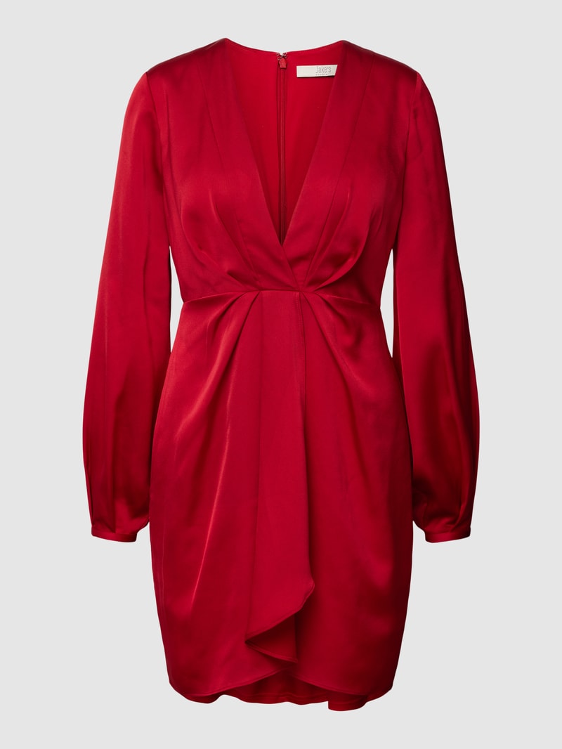 Cocktailkleid mit V-Ausschnitt in rot meliert