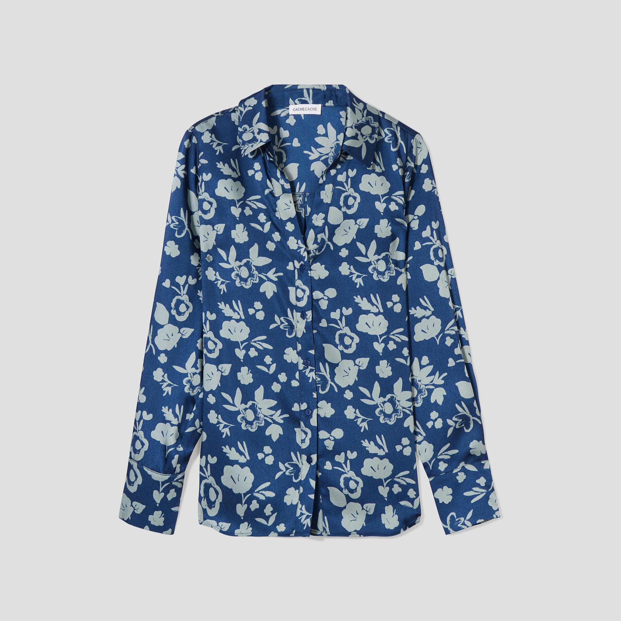 Chemise manches longues bleu foncé femme | Cache Cache