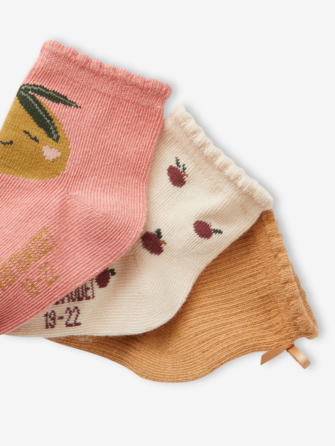 Lot de 3 paires de chaussettes vintage bébé fille rose