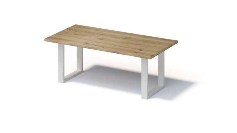 Bisley Fortis Table Regular, 2000 x 1000 mm, gerade Kante, geölte Oberfläche, O-Gestell, Oberfläche: P natürlich / Gestellfarbe: 396 verkehrsweiß