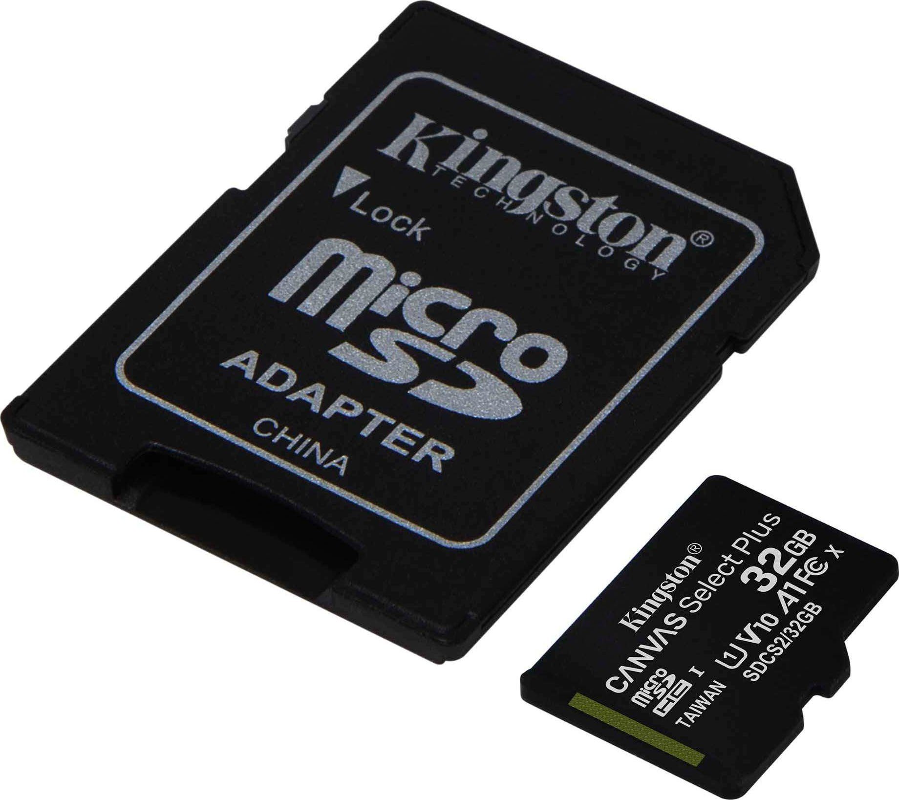 Kingston Canvas Select Plus microSD 32GB + ADP Speicherkarte (32 GB, UHS-I Class 10, 100 MB/s Lesegeschwindigkeit)