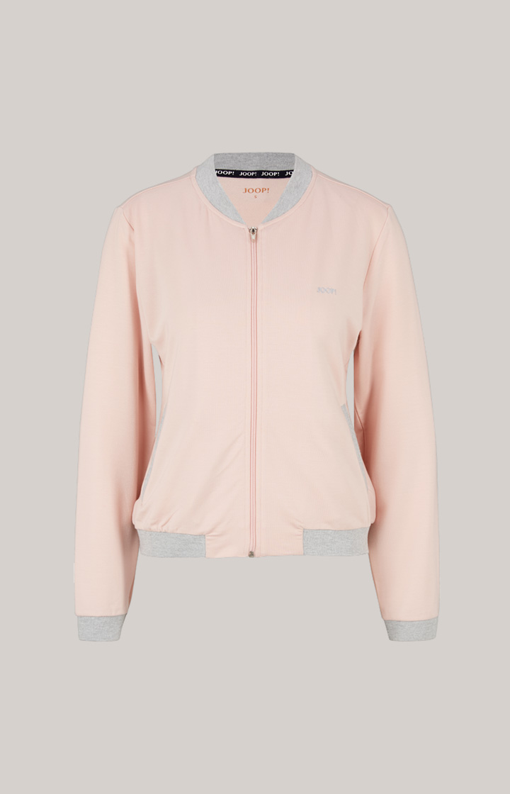 Loungewear Sweatjacke in Rosa/Grau meliert