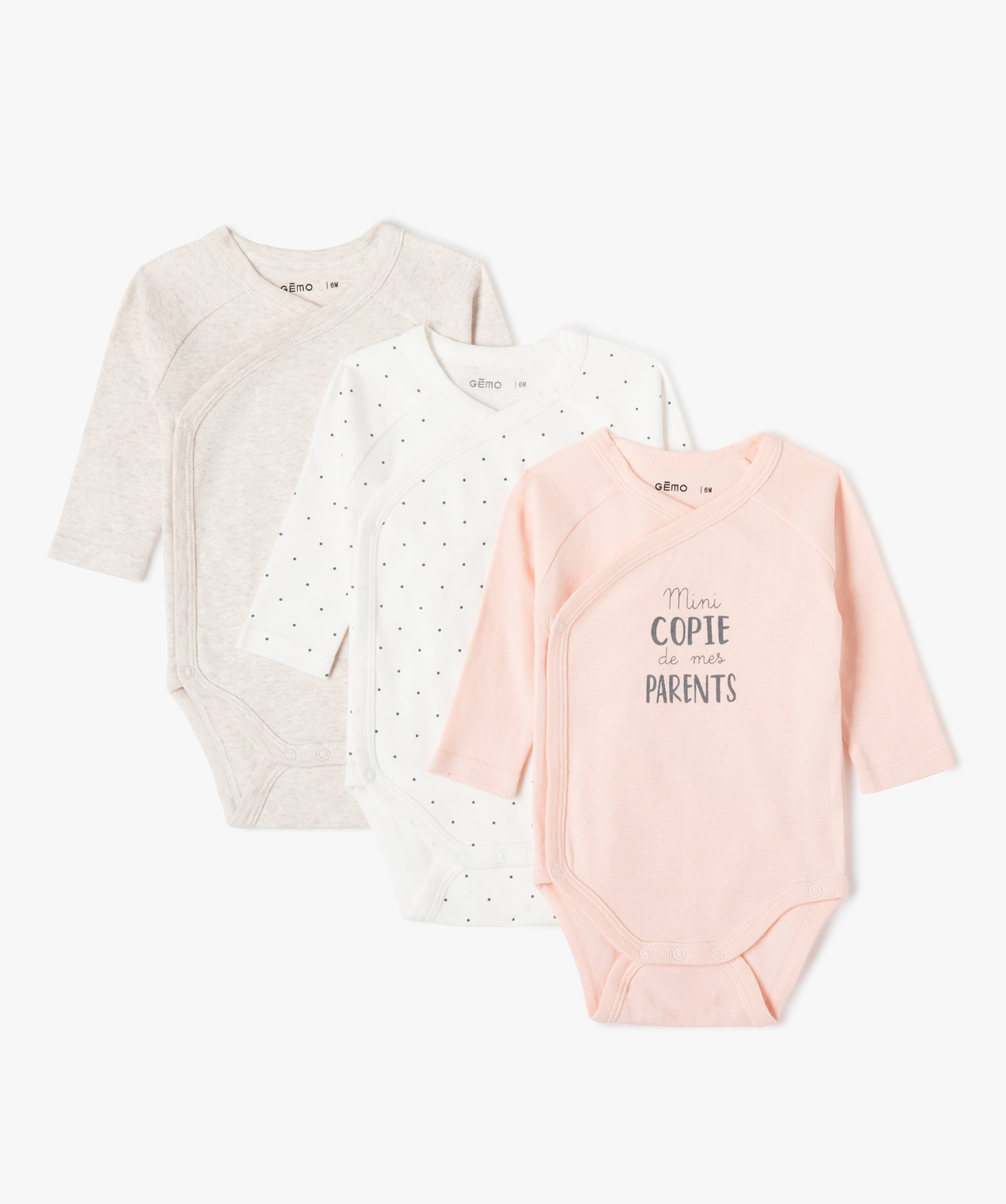 Bodies bébé à manches longues et ouverture croisée devan... beige | GEMO