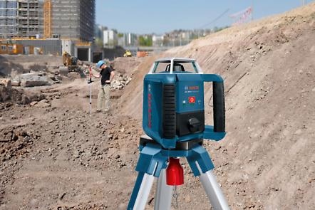 Laserový přijímač Bosch GRL 400 H, rotační laser, 1x 9V baterie, 2x 1,2V baterie a nabíječka v L-BOXX