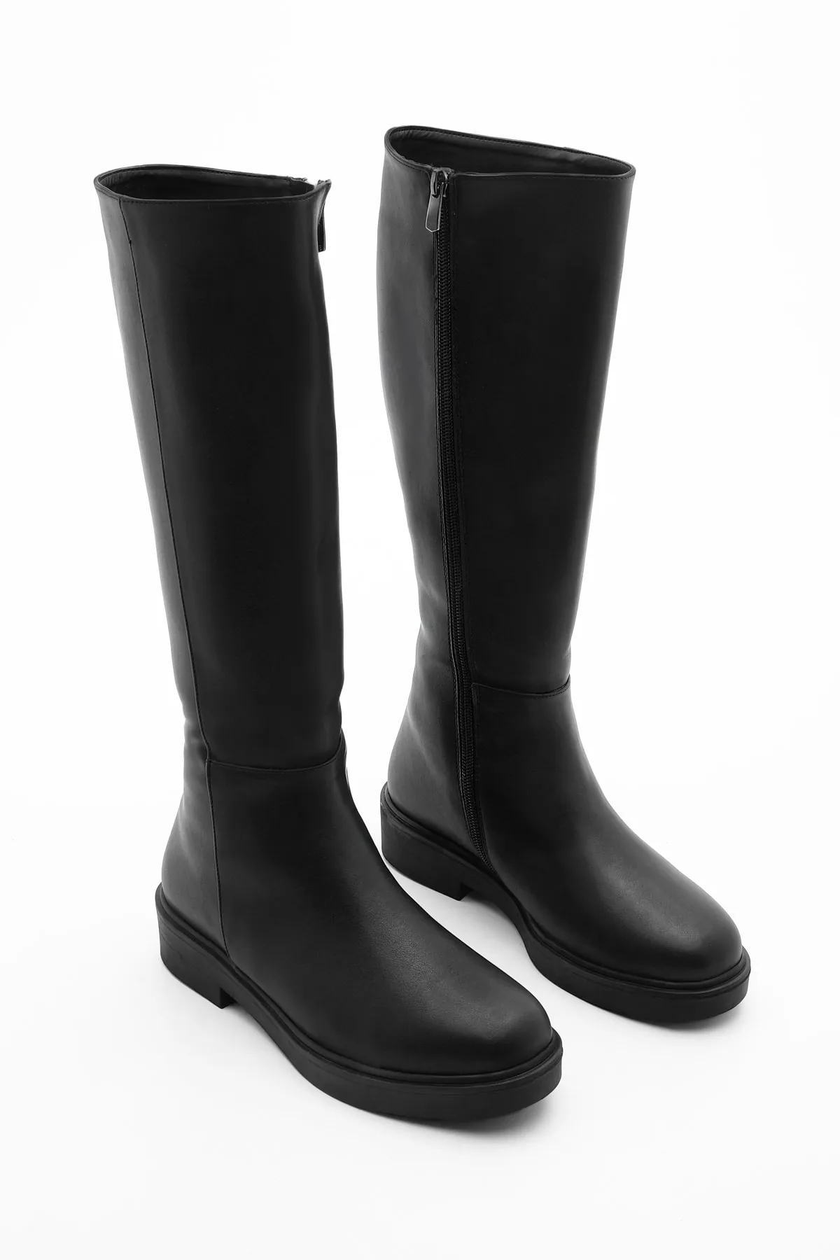 Marjin  Damen-Tagesstiefel über dem Knie mit Reißverschluss Yobin Schwarz