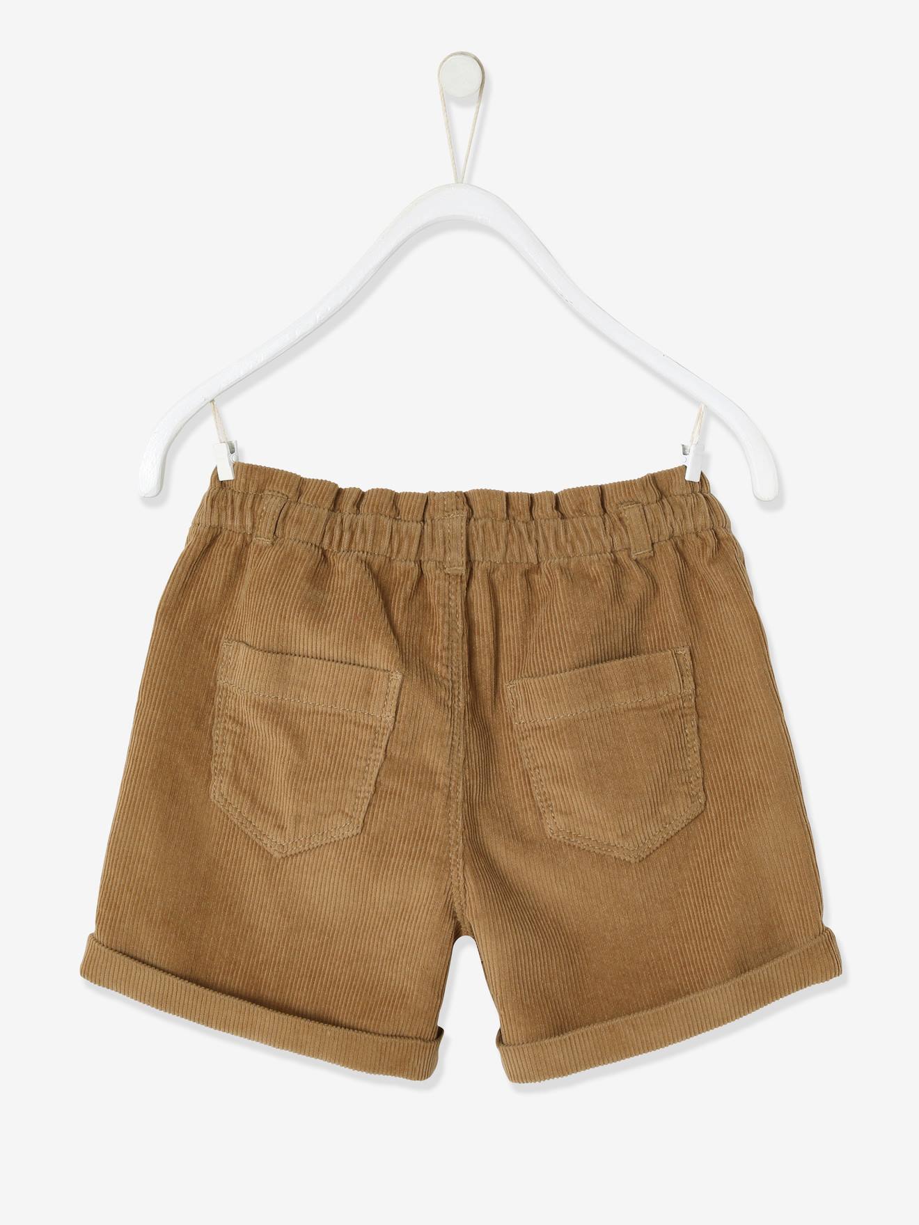 Short en velours fille détails brodés camel