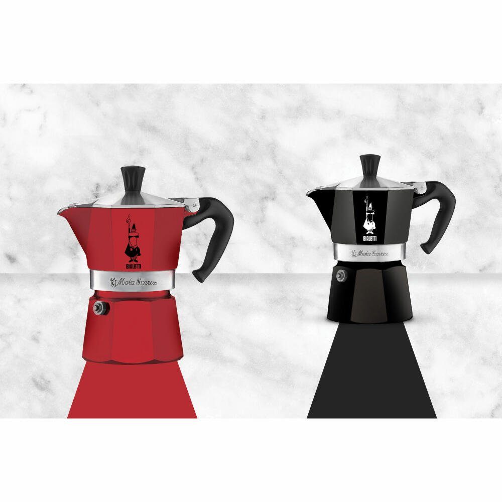 BIALETTI Espressokocher Moka Express Color für 3 Tassen Schwarz