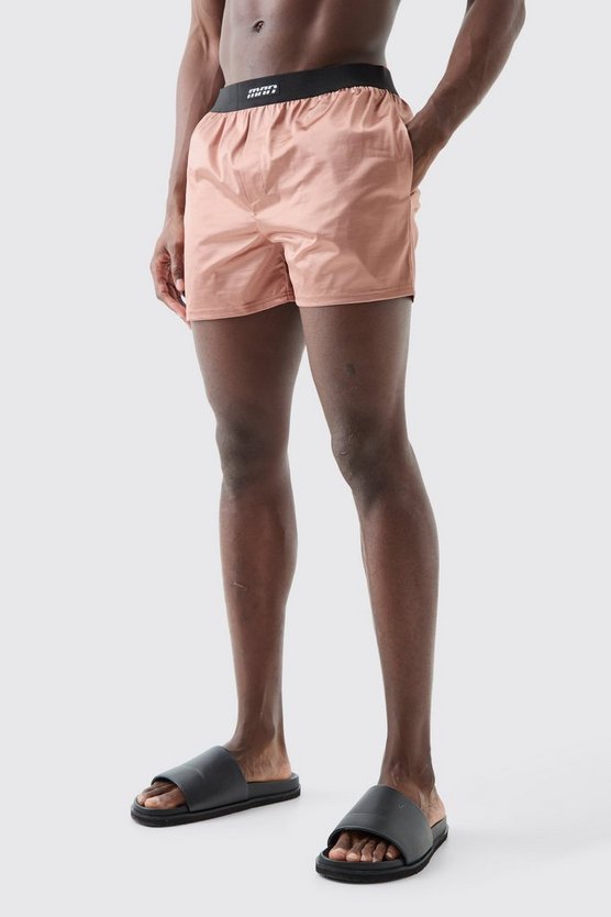Kurze Satin-Badehose mit elastischem Bund