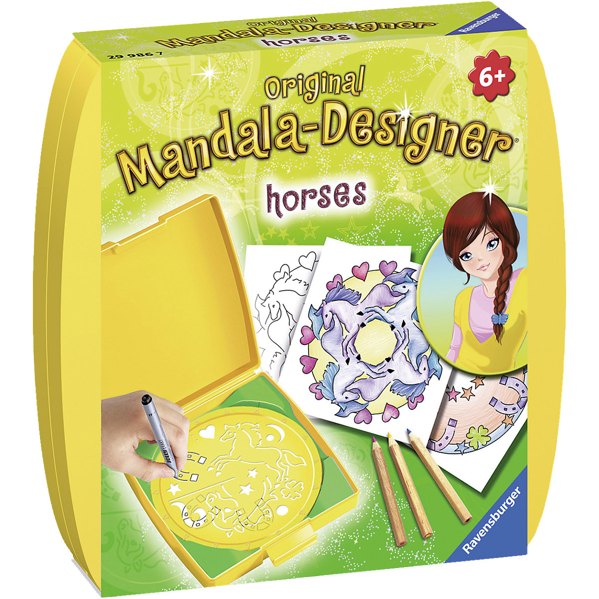 Mandala-Designer® Mini Set mit 1 Schablone, Pferde