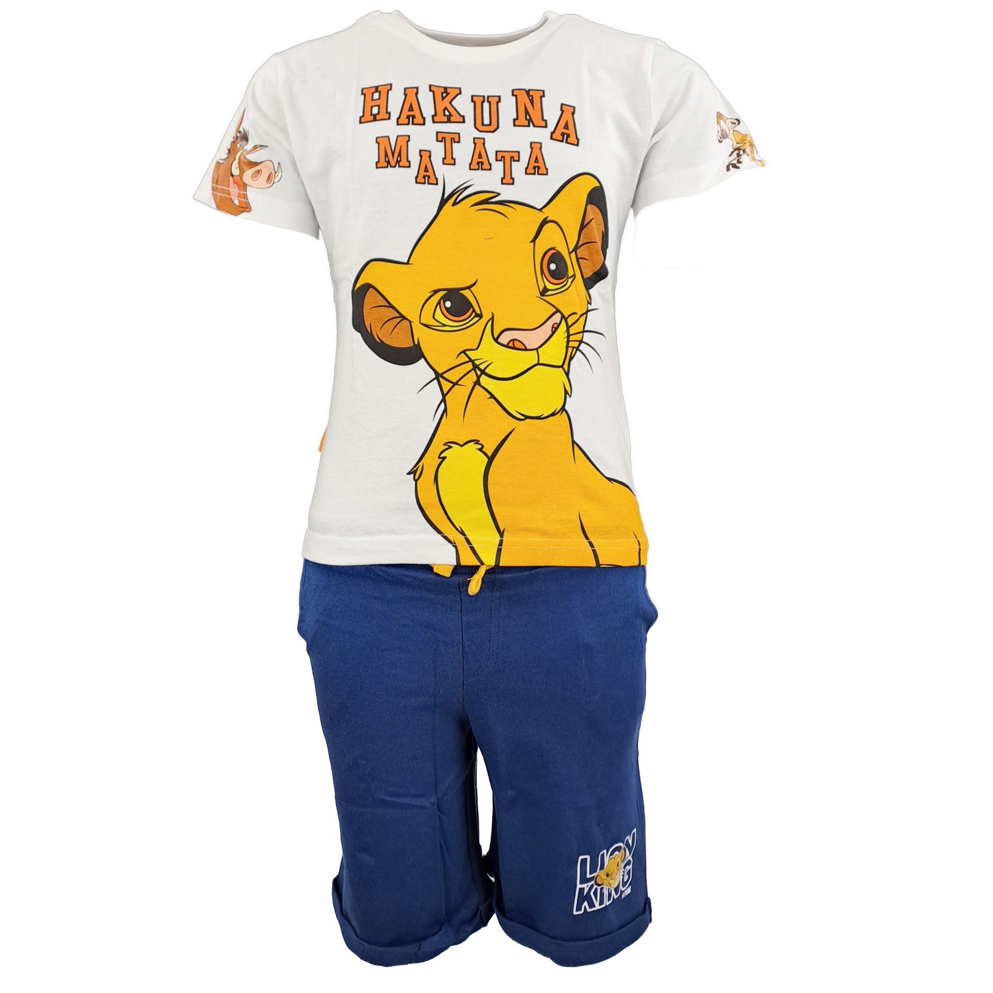 The Lion King Shorts König der Löwen Simba Sommerset Shorts plus T-Shirt Gr. 98 bis 128, 100% Baumwolle