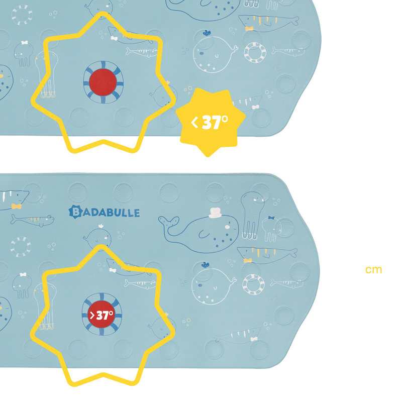 Tapis de bain XXL avec indicateur thermosensible animaux marin Badabulle