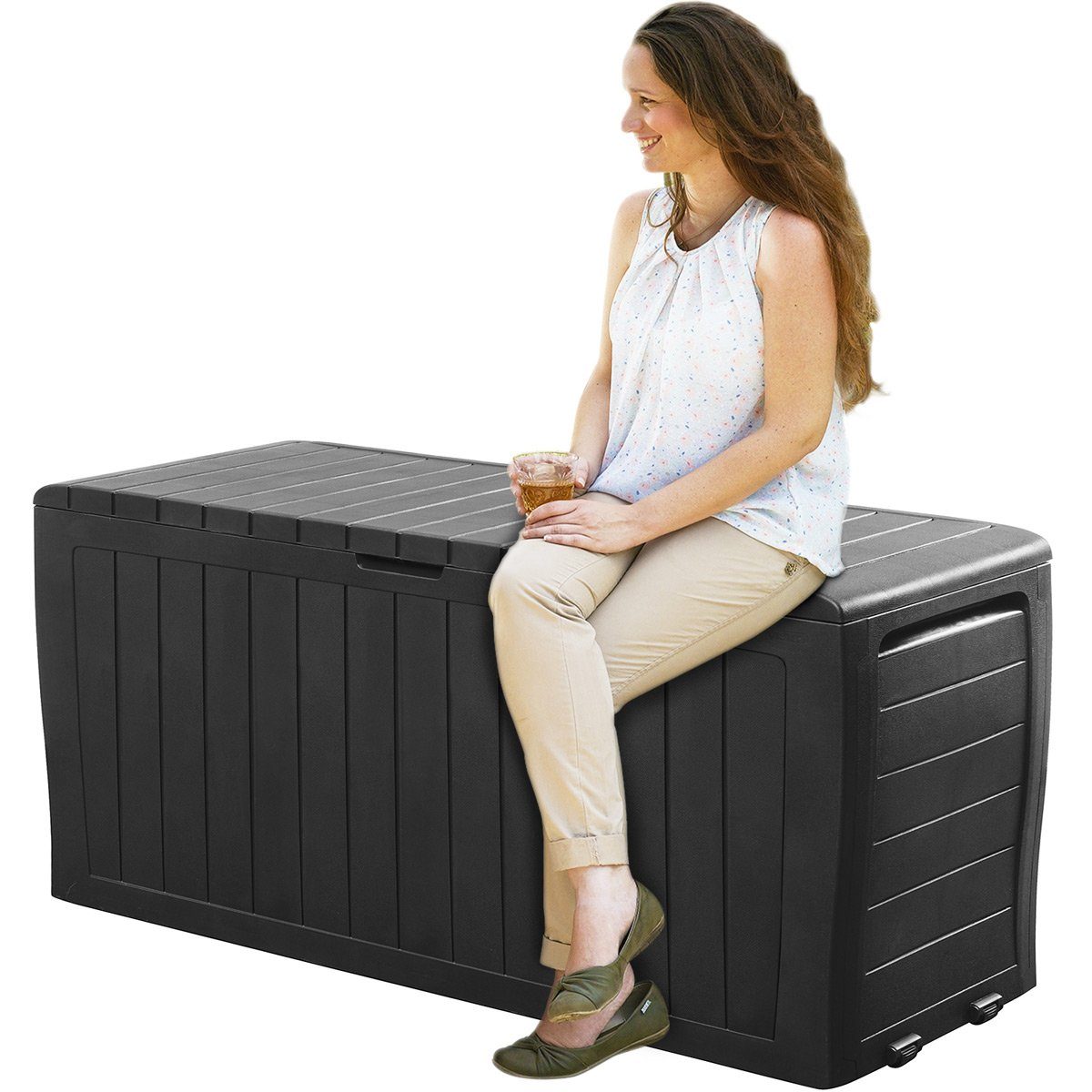 Deuba Auflagenbox, Marvel Plus Keter 220kg belastbar UV-beständig Wetterbeständig Rollen