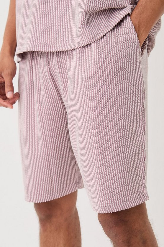 Lockere mittellange strukturierte Shorts mit Streifen