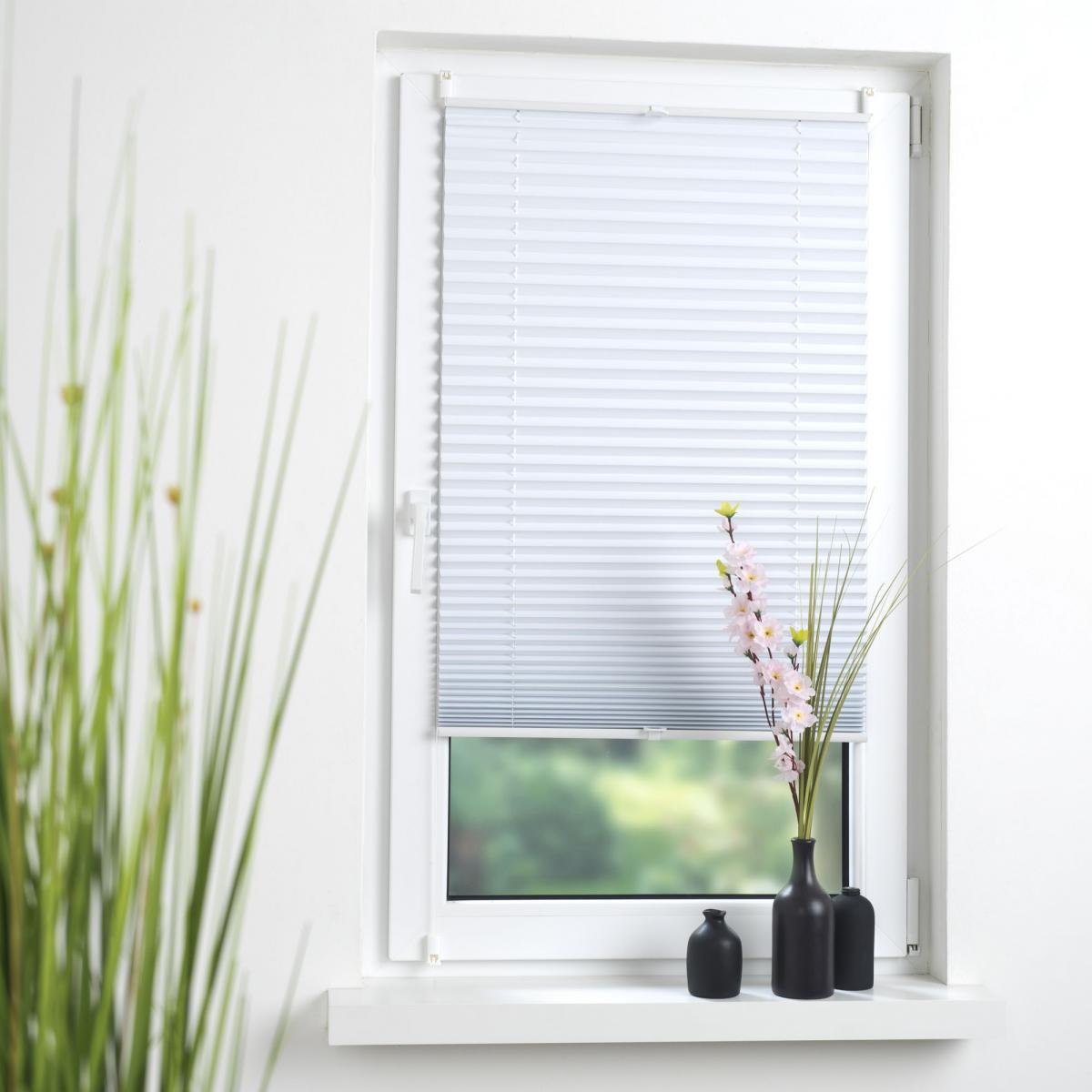 Bella Casa Klemmfix Thermo Plissee verspant, verdunkelnd, 60 x 130 cm weiß