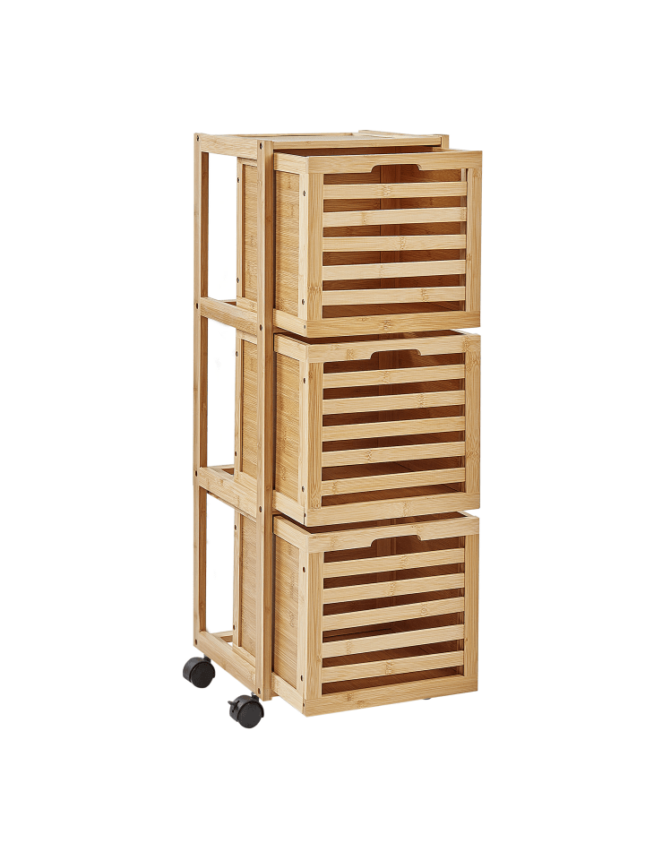 Beliani Badezimmerschrank SHAWNEE in Heller Holzfarbton - (W) 32 x (H) 90 x (L) 30 cm günstig kaufen onesize