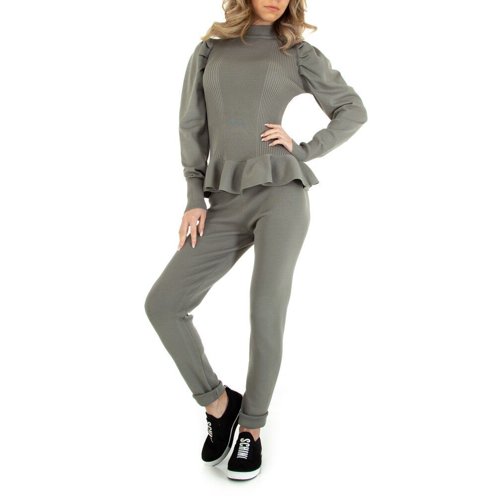 Ital-Design Freizeitanzug Damen Freizeit, Stretch Zweiteiler in Khaki