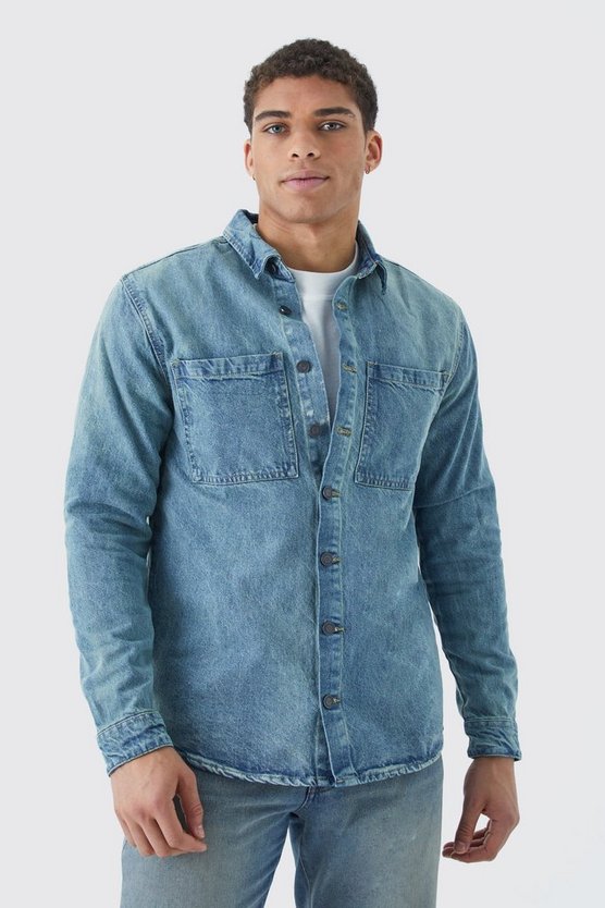 Langärmliges Denim-Overshirt
