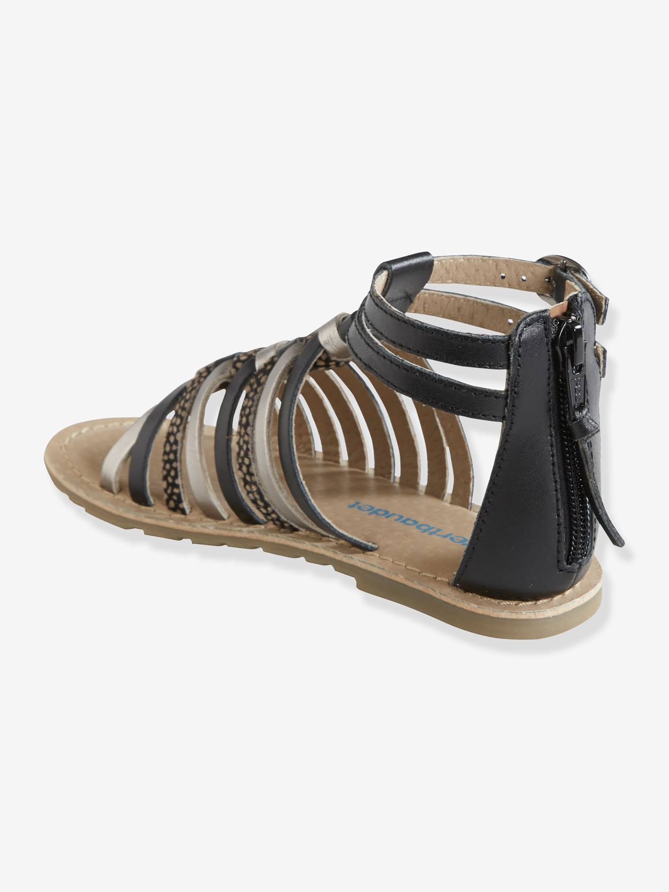 Sandales fille en cuir noir