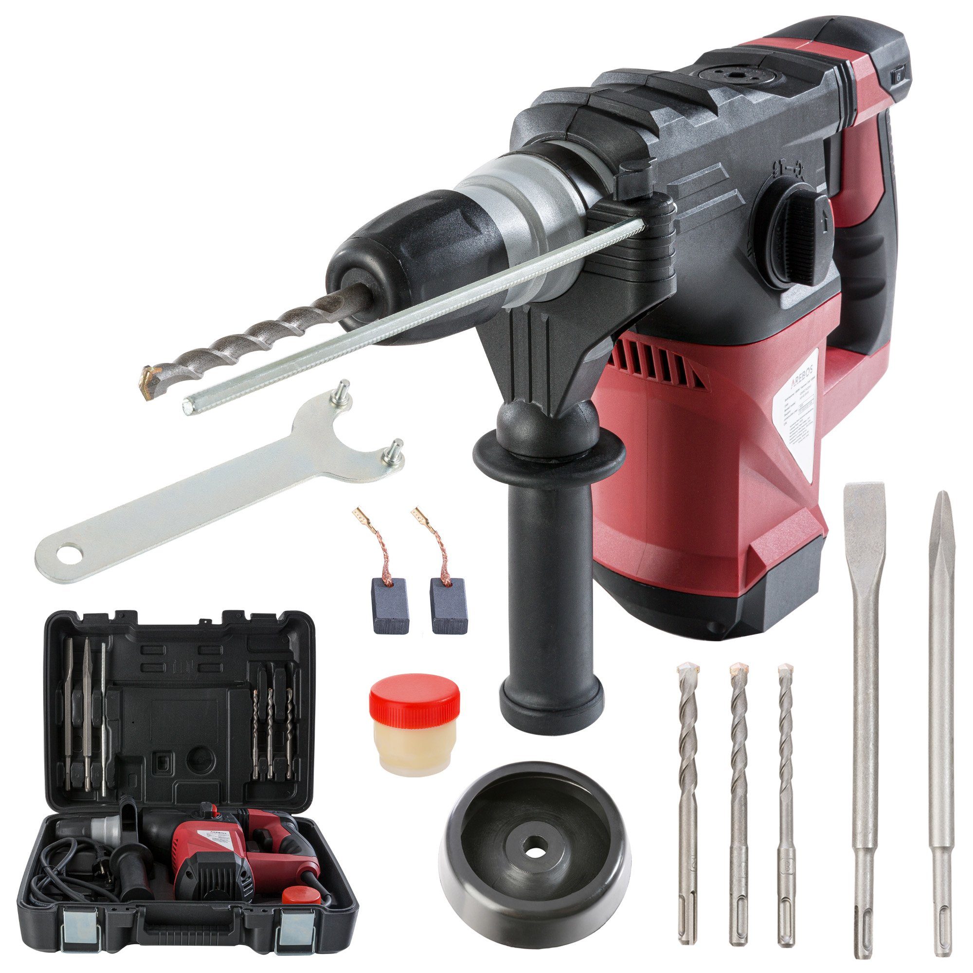 Arebos Bohrhammer Schlagbohrer 3-in-1 1500 W, 230 V, max. 4300,00 U/min, Produktabmessungen : 39.5 x 34 x 25.8 cm, 1500 Watt
