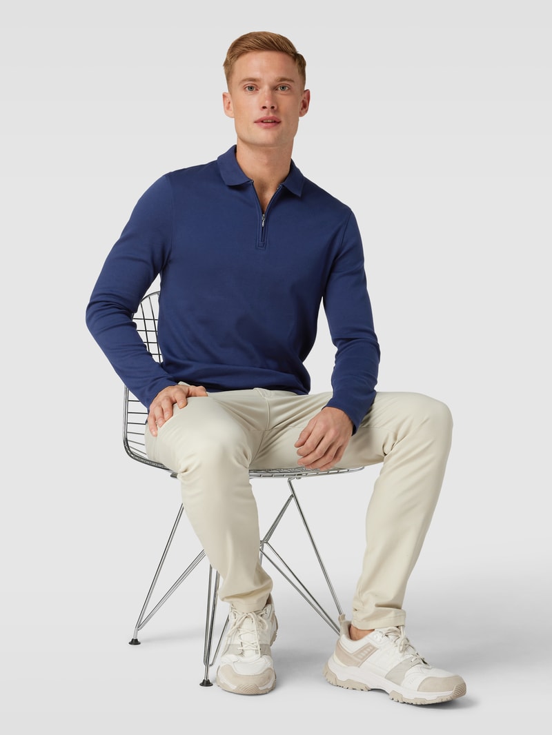 Poloshirt mit kurzerm Reißverschluss in dunkelblau