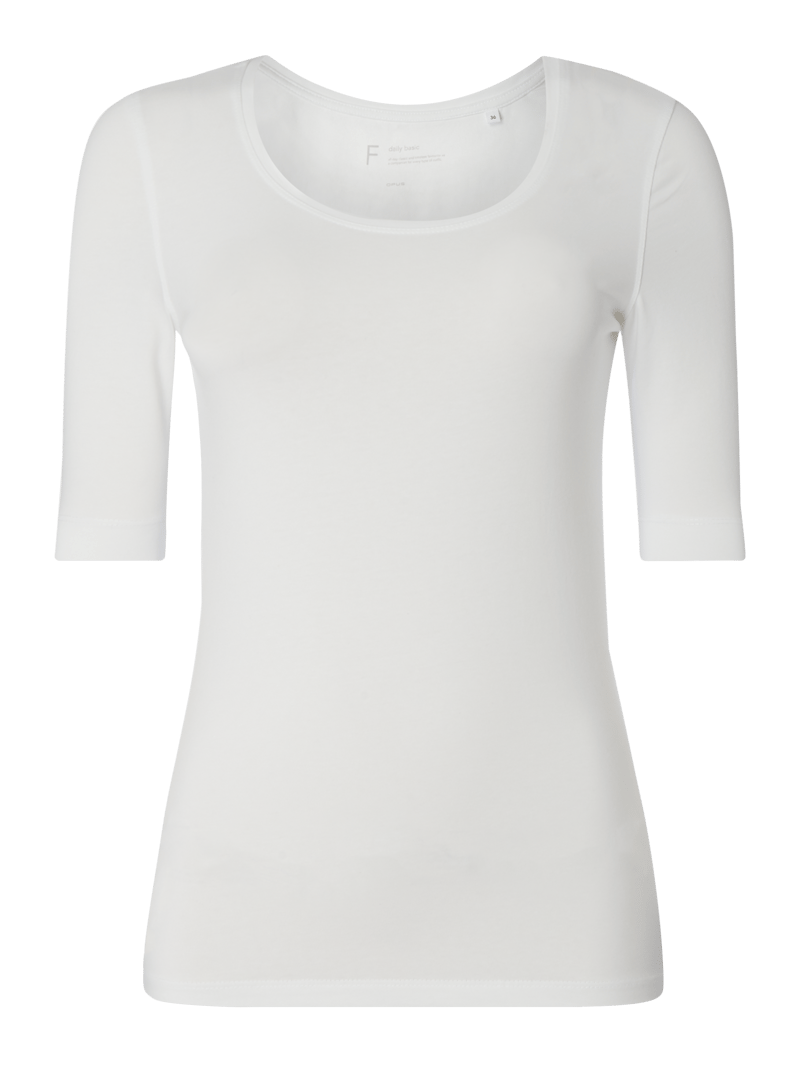 T-Shirt mit 1/2-Arm Modell 'Daily' in weiß