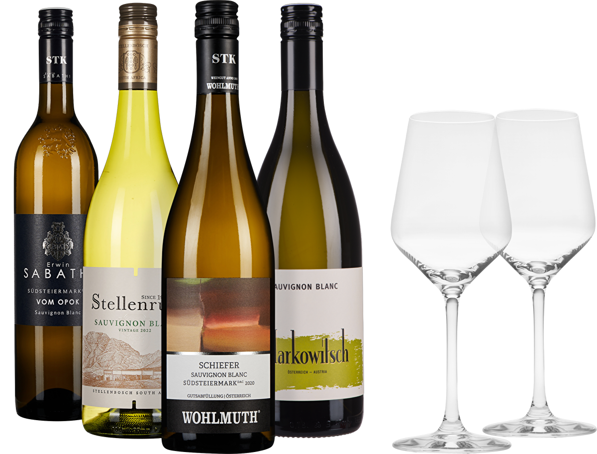 Sauvignon Blanc Probierpaket + 2 Gläser gratis